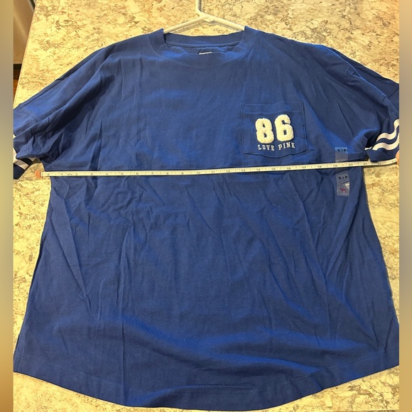 VS PINK Blue Pocket Tee shirt White Logo  NWT Small - Picture 7 of 9